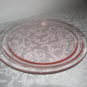 Antique Pink Glass Cake Plate/Platter - Depression Glass